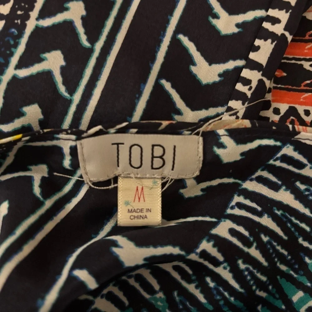 Medium Tobi Colorful Aztec Halter Top Jumpsuit, V Neck, V Back, Wide Leg - Picture 5 of 6